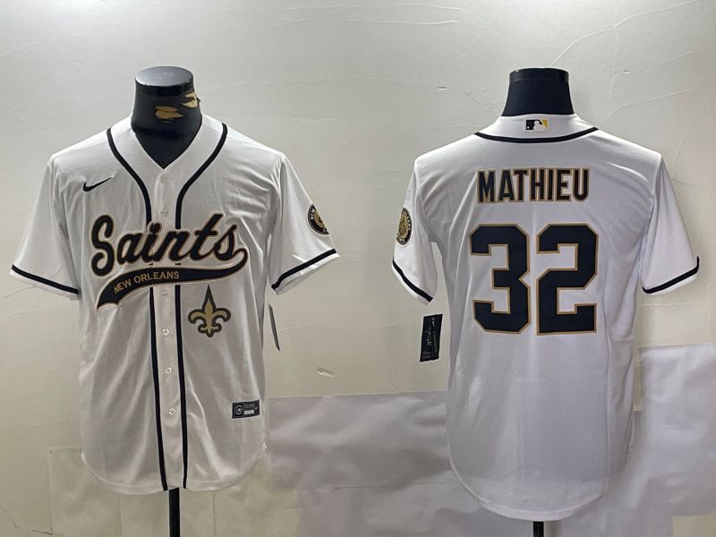 Men New Orleans Saints #32 Mathieu White Joint Name 2024 Nike Limited NFL Jersey style 3